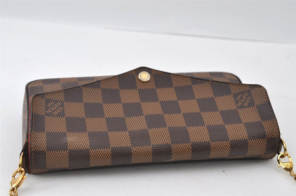 Authentic Louis Vuitton Damier Pochette Felicie N63032 Shoulder Cross Bag 5904I