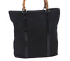 Authentic GUCCI Bamboo Hand Bag Nylon Enamel Black 5905D