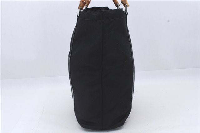 Authentic GUCCI Bamboo Hand Bag Nylon Enamel Black 5905D