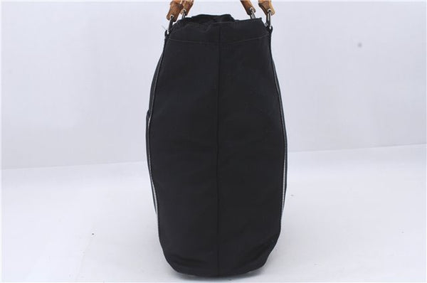 Authentic GUCCI Bamboo Hand Bag Nylon Enamel Black 5905D