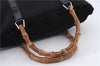 Authentic GUCCI Bamboo Hand Bag Nylon Enamel Black 5905D