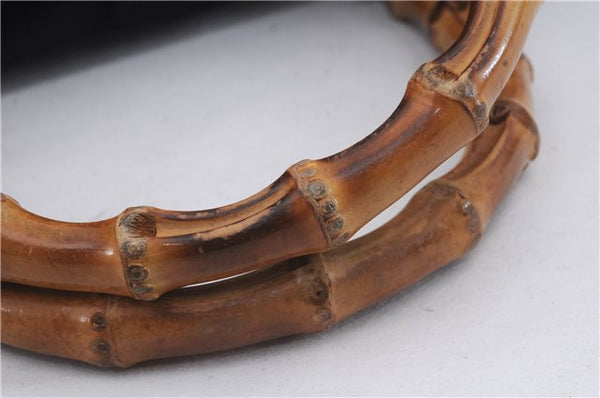 Authentic GUCCI Bamboo Hand Bag Nylon Enamel Black 5905D