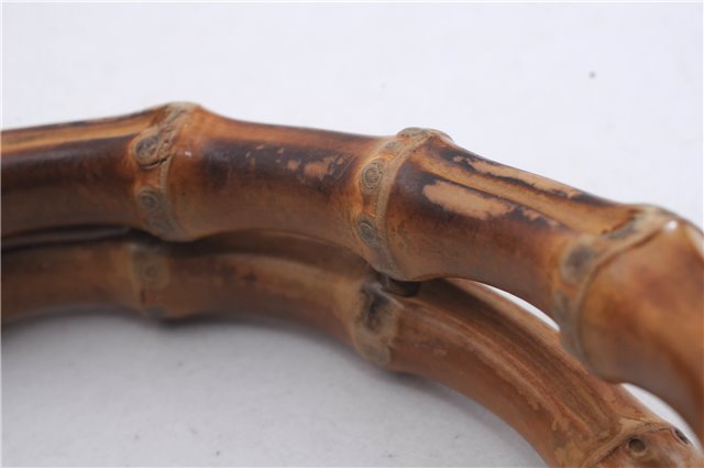 Authentic GUCCI Bamboo Hand Bag Nylon Enamel Black 5905D