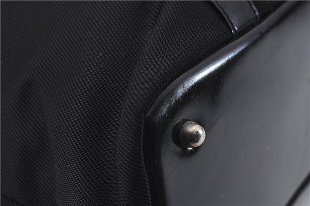 Authentic GUCCI Bamboo Hand Bag Nylon Enamel Black 5905D