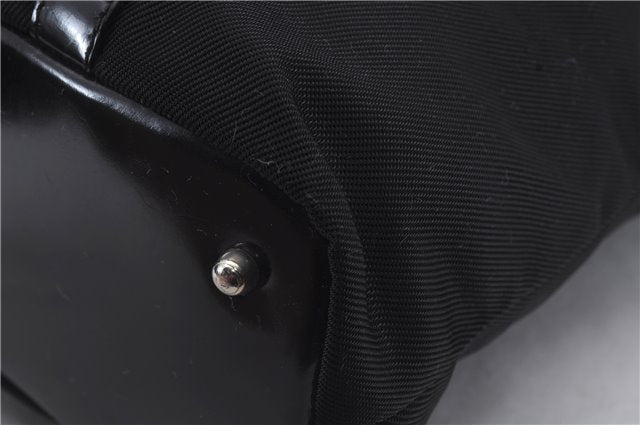 Authentic GUCCI Bamboo Hand Bag Nylon Enamel Black 5905D