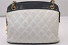 Authentic CHANEL Calf Skin Matelasse Chain Shoulder Cross Bag White CC 5905I