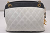 Authentic CHANEL Calf Skin Matelasse Chain Shoulder Cross Bag White CC 5905I