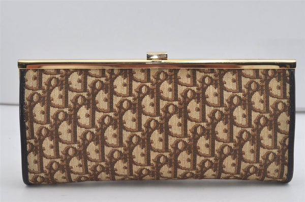 Authentic Christian Dior Trotter Clutch Bag Purse Canvas Leather Brown 5906I