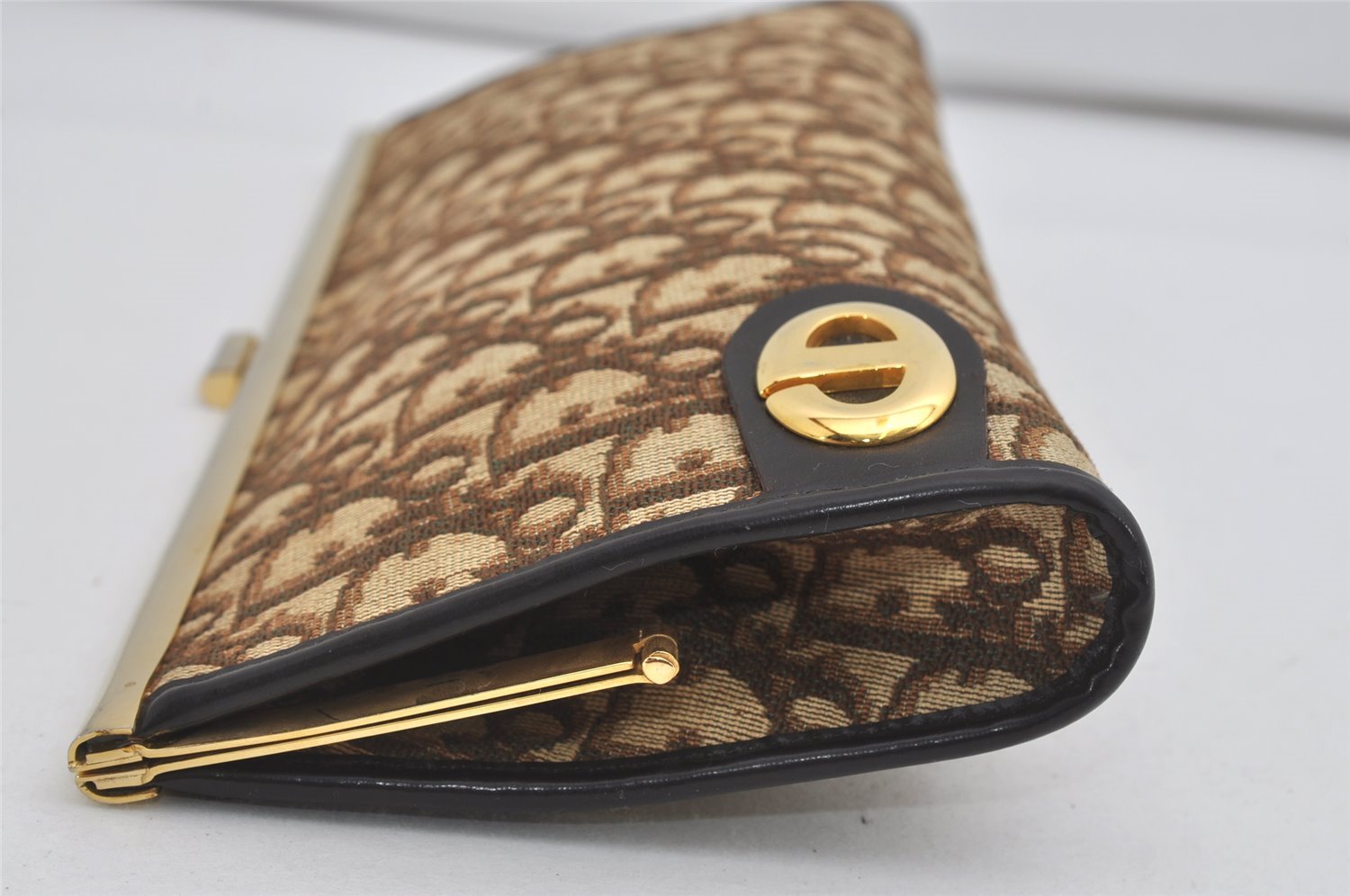 Authentic Christian Dior Trotter Clutch Bag Purse Canvas Leather Brown 5906I