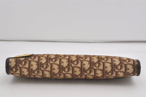 Authentic Christian Dior Trotter Clutch Bag Purse Canvas Leather Brown 5906I