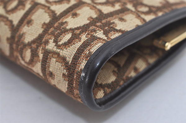 Authentic Christian Dior Trotter Clutch Bag Purse Canvas Leather Brown 5906I
