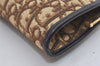 Authentic Christian Dior Trotter Clutch Bag Purse Canvas Leather Brown 5906I