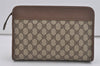 Authentic GUCCI Vintage Clutch Hand Bag Purse GG PVC Leather Brown 5910I