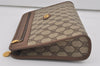 Authentic GUCCI Vintage Clutch Hand Bag Purse GG PVC Leather Brown 5910I