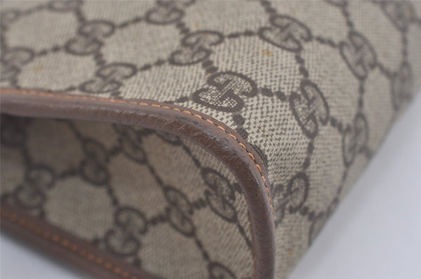 Authentic GUCCI Vintage Clutch Hand Bag Purse GG PVC Leather Brown 5910I