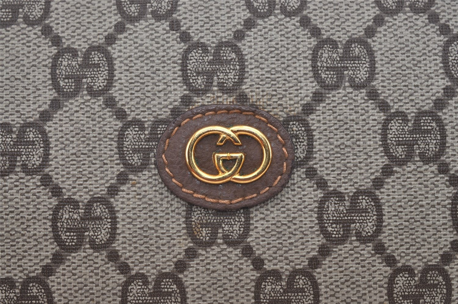 Authentic GUCCI Vintage Clutch Hand Bag Purse GG PVC Leather Brown 5910I