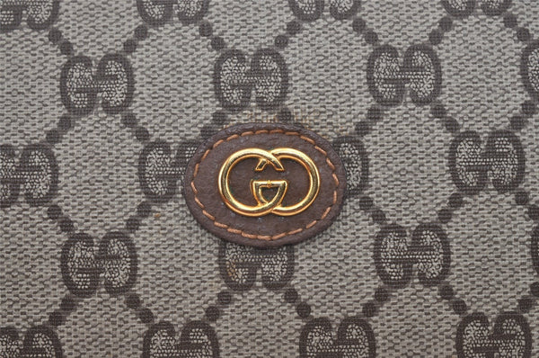 Authentic GUCCI Vintage Clutch Hand Bag Purse GG PVC Leather Brown 5910I
