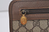 Authentic GUCCI Vintage Clutch Hand Bag Purse GG PVC Leather Brown 5910I