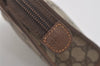 Authentic GUCCI Vintage Clutch Hand Bag Purse GG PVC Leather Brown 5910I