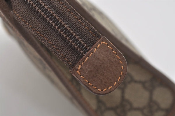 Authentic GUCCI Vintage Clutch Hand Bag Purse GG PVC Leather Brown 5910I