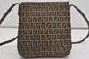 Authentic FENDI Zucchino Mamma Baguette Shoulder Bag Canvas Leather Brown 5911I