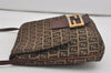 Authentic FENDI Zucchino Mamma Baguette Shoulder Bag Canvas Leather Brown 5911I