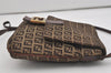 Authentic FENDI Zucchino Mamma Baguette Shoulder Bag Canvas Leather Brown 5911I