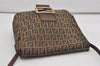 Authentic FENDI Zucchino Mamma Baguette Shoulder Bag Canvas Leather Brown 5911I
