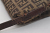 Authentic FENDI Zucchino Mamma Baguette Shoulder Bag Canvas Leather Brown 5911I