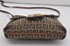 Authentic FENDI Zucchino Mamma Baguette Shoulder Bag Canvas Leather Brown 5911I