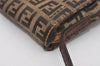 Authentic FENDI Zucchino Mamma Baguette Shoulder Bag Canvas Leather Brown 5911I