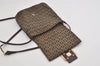 Authentic FENDI Zucchino Mamma Baguette Shoulder Bag Canvas Leather Brown 5911I