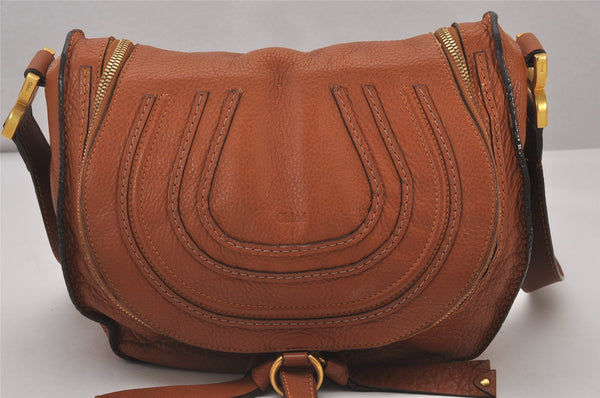 Authentic Chloe Mercie Leather Shoulder Cross Body Bag Purse Brown 5912I