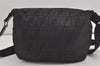 Authentic FENDI Zucca Shoulder Cross Body Bag Purse Canvas Leather Black 5916I