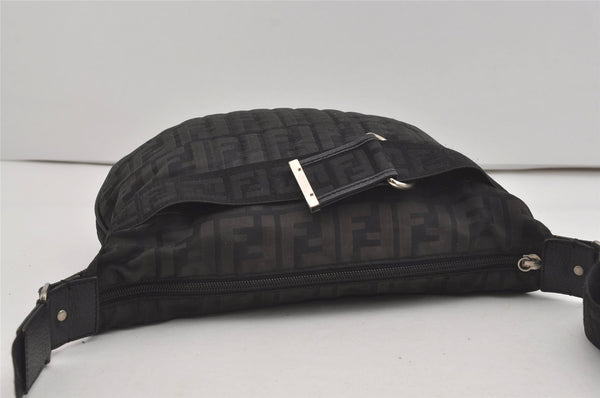 Authentic FENDI Zucca Shoulder Cross Body Bag Purse Canvas Leather Black 5916I