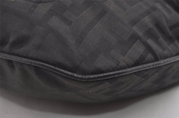 Authentic FENDI Zucca Shoulder Cross Body Bag Purse Canvas Leather Black 5916I