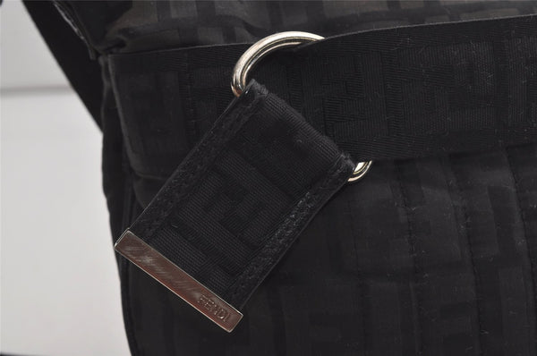 Authentic FENDI Zucca Shoulder Cross Body Bag Purse Canvas Leather Black 5916I