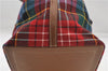 Authentic COACH Check Shoulder Hand Bag Wool Leather 8937 Red Brown 5923D