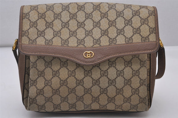 Authentic GUCCI Shoulder Cross Body Bag Purse GG PVC Leather Brown Junk 5925I