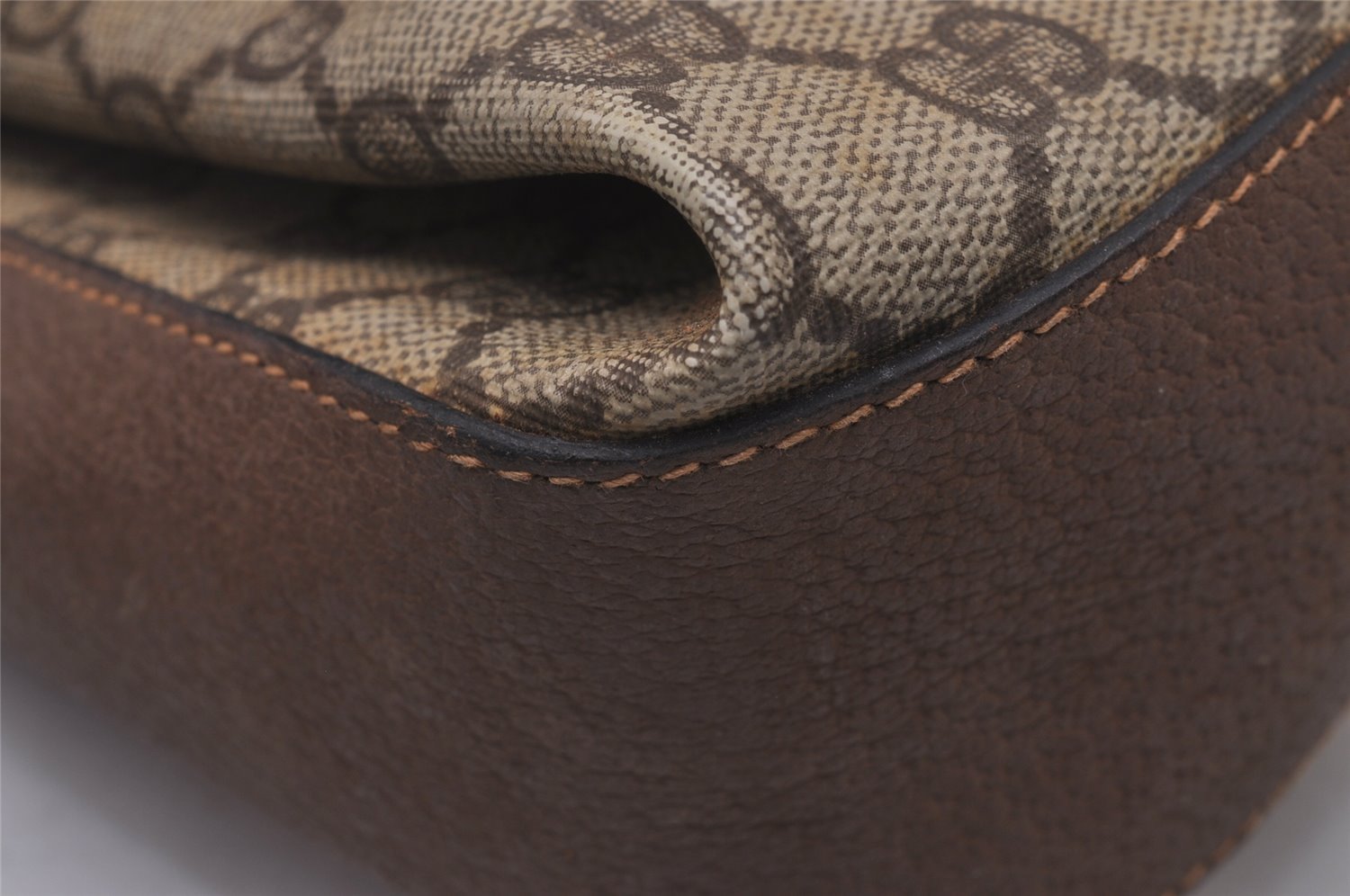 Authentic GUCCI Shoulder Cross Body Bag Purse GG PVC Leather Brown Junk 5925I