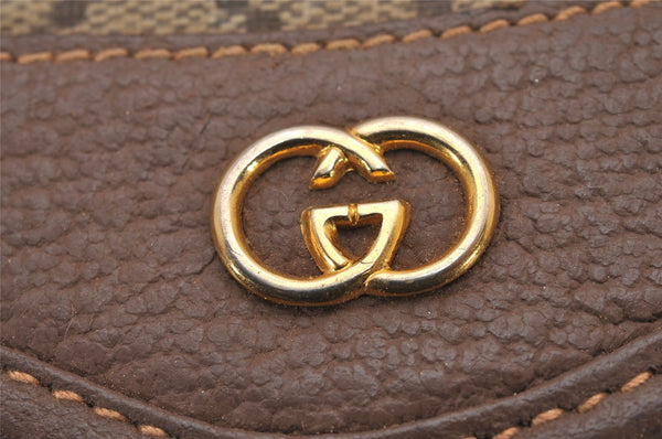 Authentic GUCCI Shoulder Cross Body Bag Purse GG PVC Leather Brown Junk 5925I
