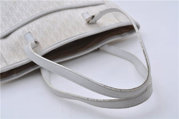 Authentic Christian Dior Trotter Tote Hand Bag Canvas Leather White 5926C