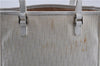 Authentic Christian Dior Trotter Tote Hand Bag Canvas Leather White 5926C