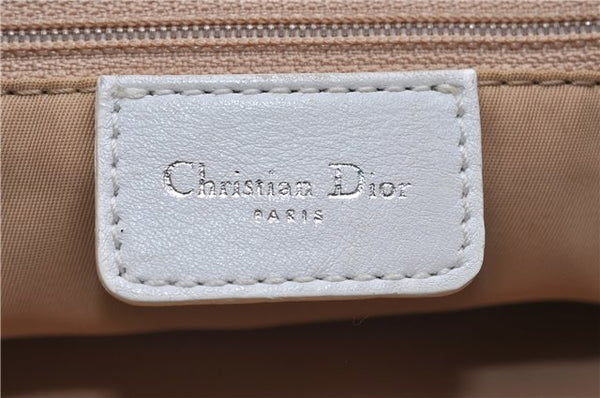 Authentic Christian Dior Trotter Tote Hand Bag Canvas Leather White 5926C