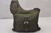 Authentic PRADA Nylon Tessuto Leather Shoulder Cross Body Bag Purse Khaki  5926I