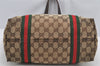 Authentic GUCCI Web Sherry Line Tote Bag GG Canvas Leather 137396 Brown 5927I