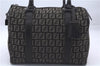 Authentic FENDI Zucchino Hand Boston Bag Purse Canvas Leather Brown 5930D