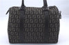 Authentic FENDI Zucchino Hand Boston Bag Purse Canvas Leather Brown 5930D