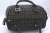 Authentic FENDI Zucchino Hand Boston Bag Purse Canvas Leather Brown 5930D