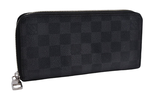 Authentic Louis Vuitton Damier Graphite Zippy Wallet Vertical N63095 LV 5930E